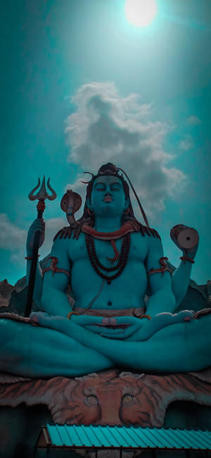 Har Har Mahadev Sanamu ya Bluu — iPhone 12 Picha ya Ukuta