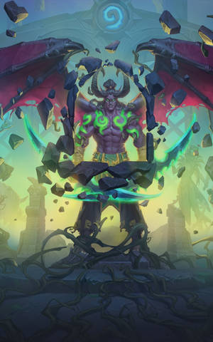 Hearthstone Simu Illidan Stormrage Kukasirisha Mafundu na Miamba — Lenovo Legion Y700 AI Picha ya Ukuta