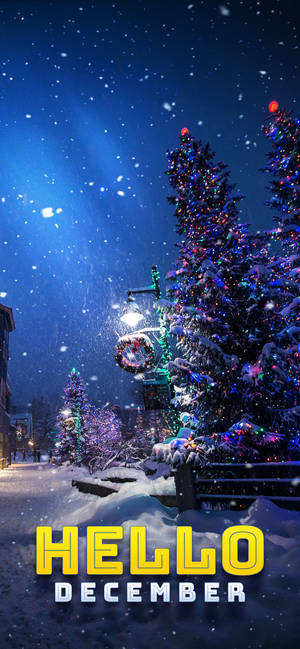 Hello Desemba Snowy Christmas Eve wallpaper. — iPhone 16 Pro Max Picha ya Ukuta