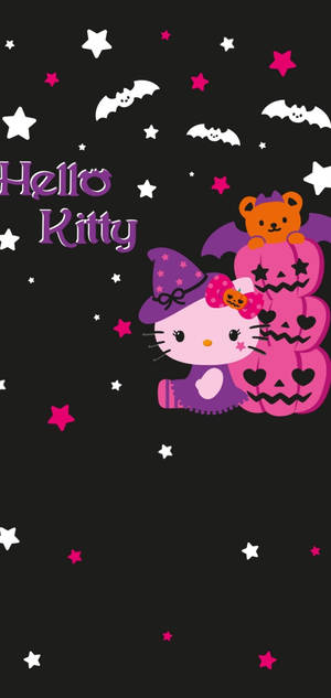 Hello Kitty Halloween Pink Jack O'Lanterns wallpaper — iPhone 15 Plus Picha ya Ukuta