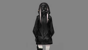 Mandharinyuma ya hoodie ya msichana wa anime aliyejifunika uso nyeusi — Msichana wa anime hoodie Picha ya Ukuta
