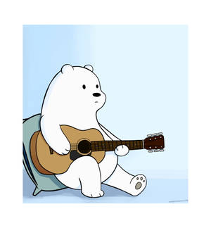 Ice Bear We Bare Bears Anazunguka Gitaa — Honor Magic V5 Picha ya Ukuta