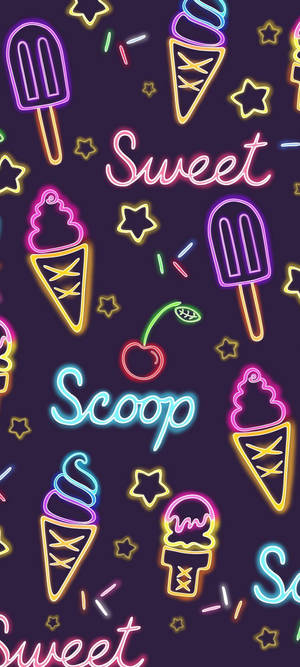 Ice Cream Neon Phone — iPhone 12 Picha ya Ukuta