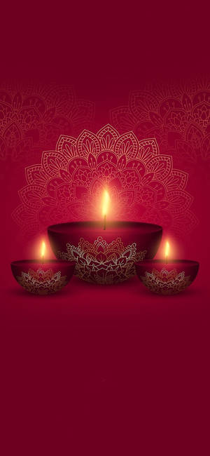 Diwali red candle lamps wallpaper — iPhone 16 Picha ya Ukuta
