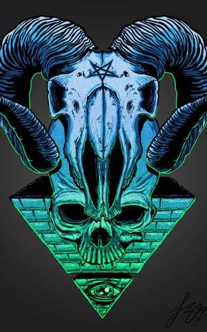 Illuminati skull in reverse pyramid on black background wallpaper — Galaxy Tab S10 Ultra Picha ya Ukuta