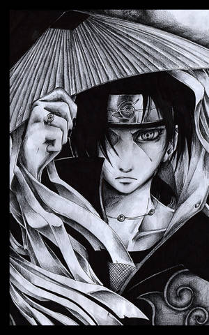 Itachi In Black Ink Drawing — Honor Pad Picha ya Ukuta