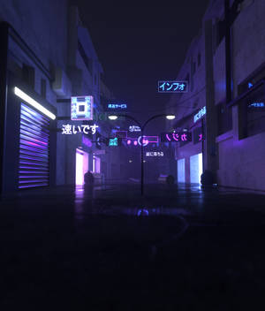 Japan Alley Neon City wallpaper — Galaxy Z Fold 6 Picha ya Ukuta