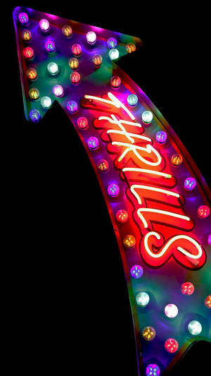 Rangi ya Thrills neon sign ya arrow iPhone XR wallpaper — iPhone Xr Picha ya Ukuta