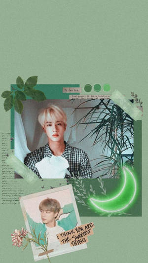 Jin wa BTS Aesthetic Kijani — Bts aesthetic Picha ya Ukuta