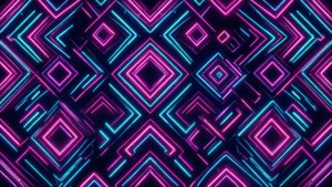 Mchoro wa kijiometri wa neon kwa wachunguzi wawili.
