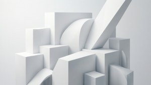 Muundo wa kisasa wa 3D wa maumbo ya kijiometria meupe na gradients nyepesi. — Nyeupe aesthetic Picha ya Ukuta