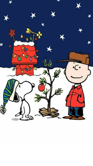 Picha ya Mandhari ya Jioni ya Krismasi ya Snoopy