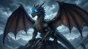 Picha ya anime ya kupendeza ya joka juu ya mlima. — Anime poa GIF Picha ya Ukuta