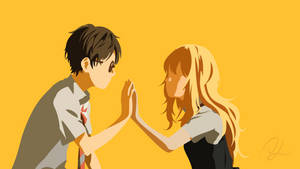 Jozi la anime Your lie in April mandhari ya ukuta — Mwanandoa wa anime Picha ya Ukuta