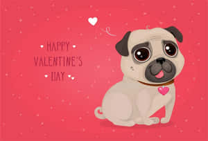 kadi ya siku ya valentine na mbwa pug — Siku ya wapendanao mzuri Picha ya Ukuta