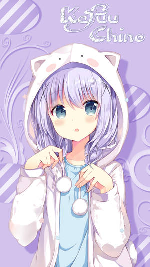 Kafuu Chino ya Anime Kawaii Katika Hudu ya Kuchimba — Kawaii Anime Picha ya Ukuta