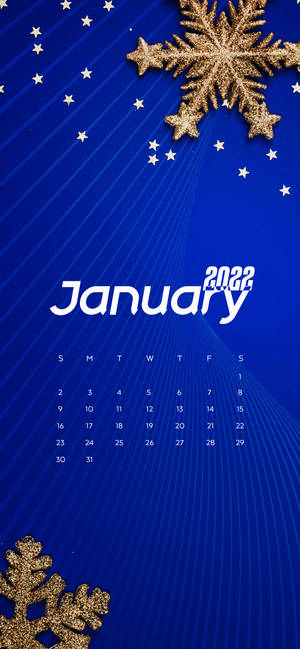 Kalenda ya bluu Januari 2022 na mifululizi wa theluji — iPhone 15 Pro Max Picha ya Ukuta