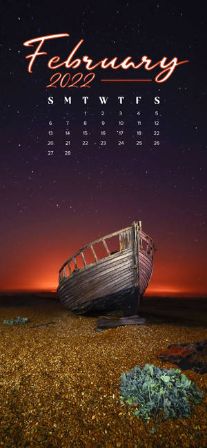 Kalenda ya Februari 2022 Katika Pwani ya Bahari wallpaper — iPhone 17 Pro Picha ya Ukuta