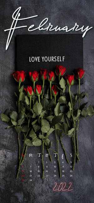 Kalenda ya Roses Februari 2022 wallpaper — iPhone Air Picha ya Ukuta
