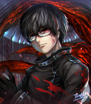 Kaneki Ken katika nywele nyeusi na jacket wallpaper — Vivo X Fold5 Picha ya Ukuta