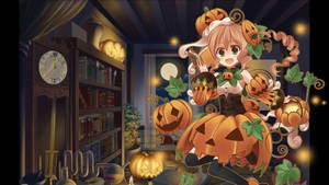 Kartuni ya Halloween inayovaa mwavuli wa pampu wallpaper — Aesthetic ya Halloween ya kuwa mrembo Picha ya Ukuta