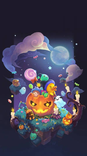 Picha ya mandhari ya katuni za Halloween ndani ya boga
