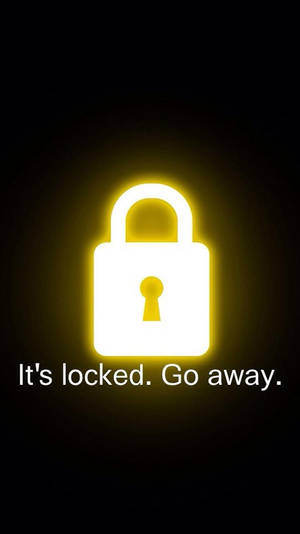 Lock screen wallpaper of glowing golden padlock.