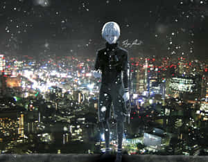 Ken Kaneki Katika Mji Tokyo Ghoul Anime — Wahusika wa tokyo ghoul Picha ya Ukuta