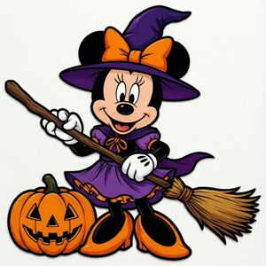 Minnie Mouse kama mchawi katika mwonekano wa SVG uliochongwa na ubao wa pumbukini.