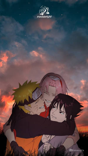 Kikundi cha Kukumbatiana Timu ya 7 Naruto iPhone — Naruto Picha ya Ukuta