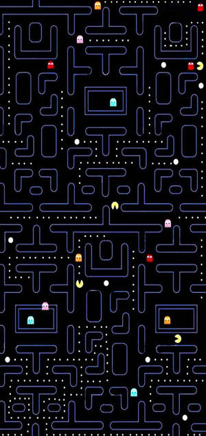 Picha ya ukuta ya kiolesura cha mchezo wa PAC-MAN kwenye Galaxy S10 Plus
