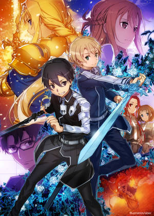 SAO Alicization cast in shades of yellow, blue, and purple wallpaper. — Oppo Pad 5 Matte Display Picha ya Ukuta
