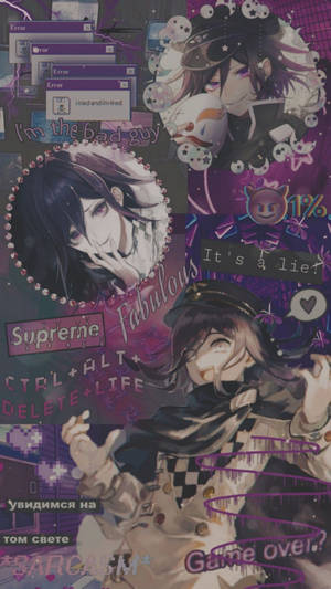 Kokichi Oma Rangi ya Zambarau Aesthetic — Alt aesthetic Picha ya Ukuta