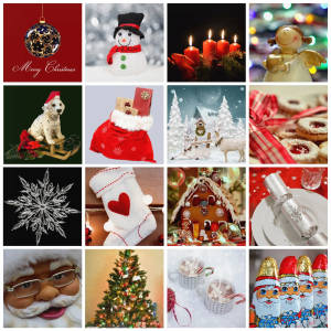 Picha ya kolagi ya Krismasi ya Santa