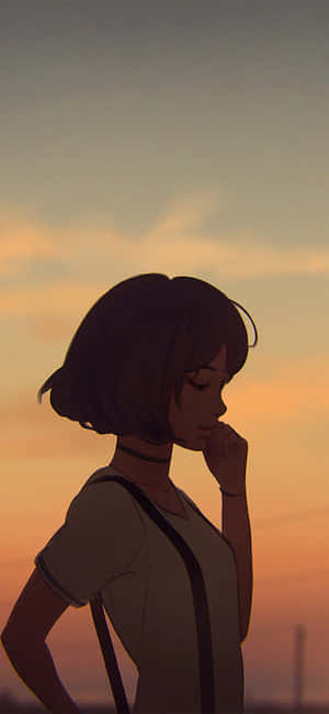 Korean Anime Girl Sunset Silhouette — Vivo X200 FE Picha ya Ukuta