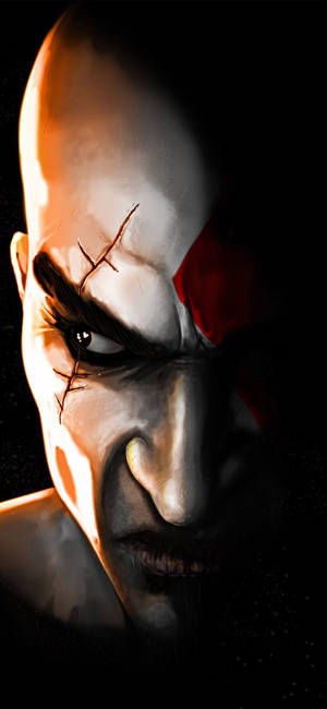Tapeta la Kratos Mwenye Ushabiki wa God Of War — iPhone 13 Picha ya Ukuta