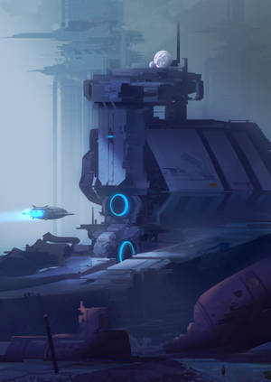 Picha ya mbele wallpaper baadaye, kituo, sci-fi, fantastiki, sanaa — OnePlus Pad Picha ya Ukuta