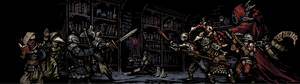 Dual monitor Necromancer vs. heroes Darkest Dungeon HD wallpaper.