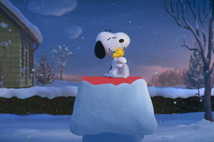 Picha ya Mandhari ya Kumbatio la Krismasi la Snoopy