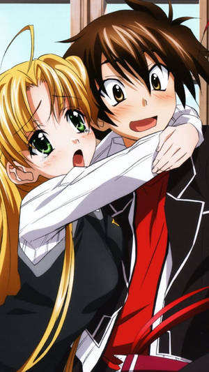 Picha ya mandhari ya Kumbatio la Msichana wa Shule ya Anime