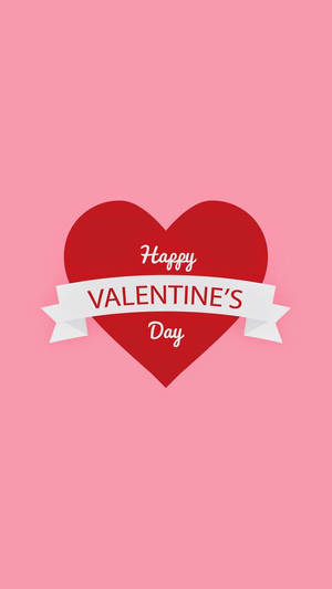 Kubo nyekundu kubwa na maandishi 'Happy Valentine's Day' katikati kwenye nyekundu pinki.