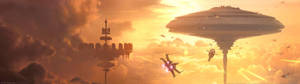 Skrini mbili star wars battlefront bespin wallpaper. — 32:9 Picha ya Ukuta