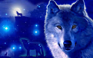 Picha ya nyuma ya Galaxy Wolf — Mbwa mwitu wa galaksi Picha ya Ukuta