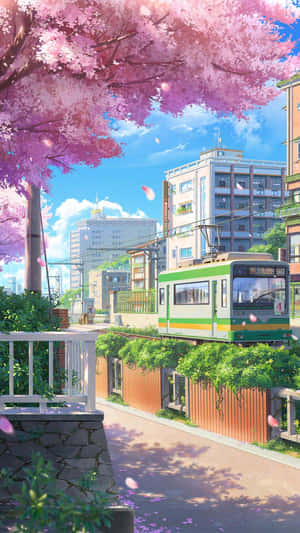 Mji wa Anime Background — Mji wa anime Picha ya Ukuta