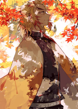 Kyojuro Rengoku In Fall Season wallpaper. — Oppo Pad 5 Matte Display Picha ya Ukuta