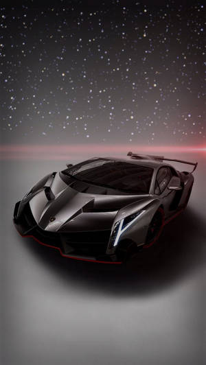 Lamborghini iPhone Gari Nyeusi Chini ya Anga la Nyota — Magari mazuri Picha ya Ukuta