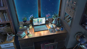 Laptop ya Anime Imewashwa Kwenye Dirisha