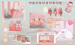 Latri ya Kawaii ya Pink ya Kupendeza yenye Watu na Vipengele vya Kuwa Mrembo