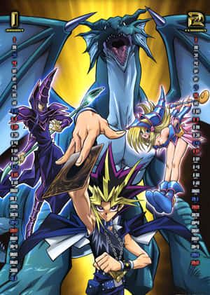 Legendary Yugioh Dark Magician katika Hatua — iPhone Duo Picha ya Ukuta