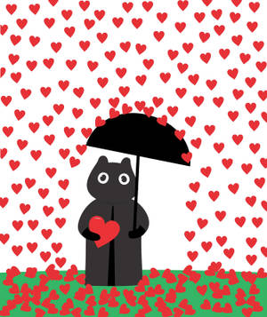Preview wallpaper hearts, rain, art, silhouette, umbrella — Galaxy Z Fold 6 Picha ya Ukuta